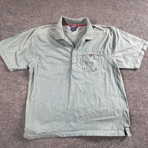 VTG Tommy Hilfiger Jeans Shirt Mens XL Blue Polo Snap Closure‎ Cotton Pocket Y2K